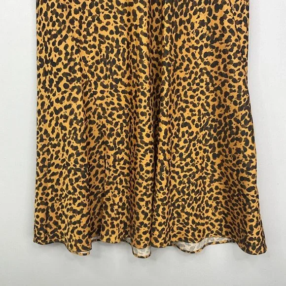& Other Stories Skirt Size 10 EUR 38 Orange Leopard Print Satin Midi - Picture 6 of 10